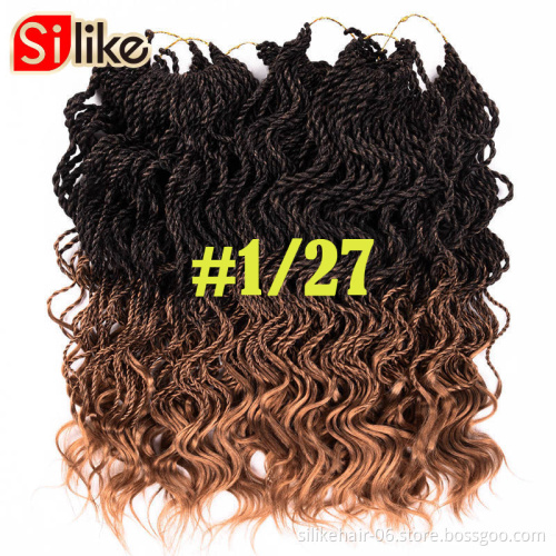 Wholesale Price 14" Curly Senegalese Twist 7 colors Crochet Hair Synthetic  Crochet Braids Pre-Twisted Flashy Curly End